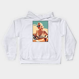 Retro Woman Driving Kids Hoodie